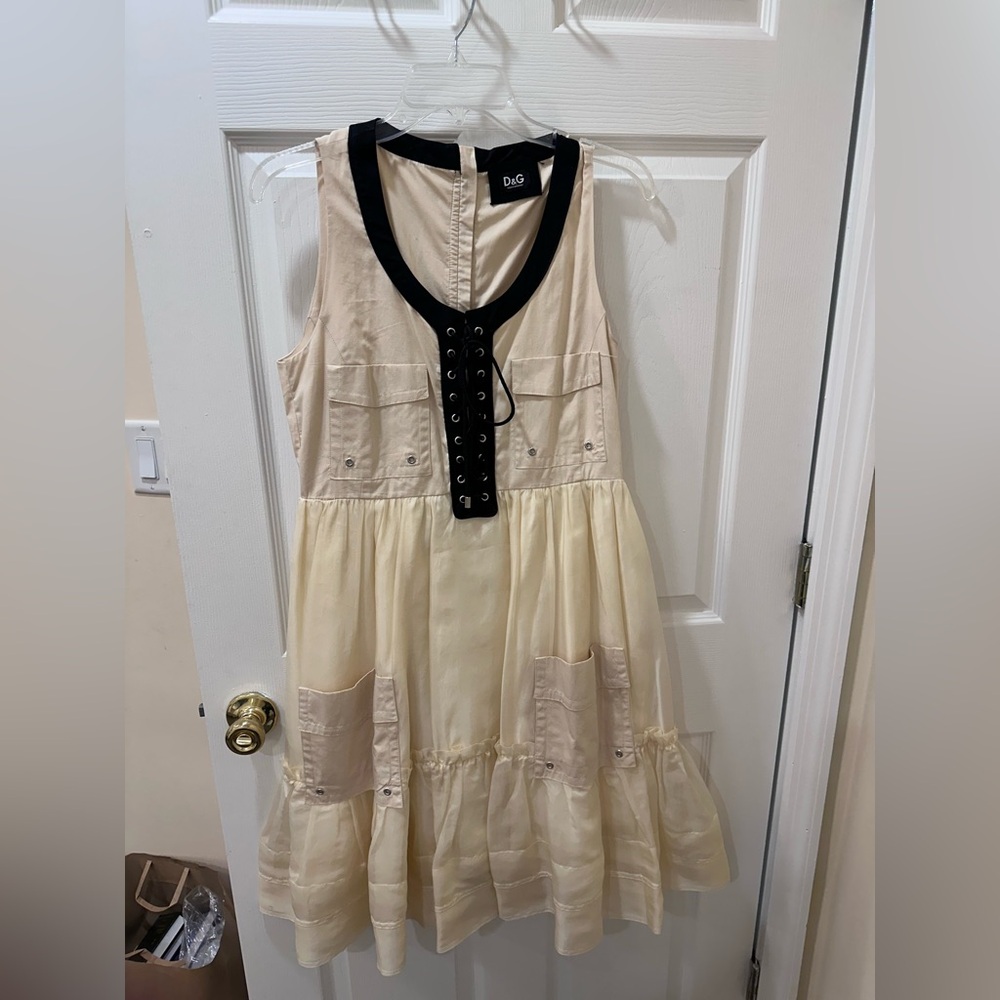 D&G Cream and Black Sleeveless Dress